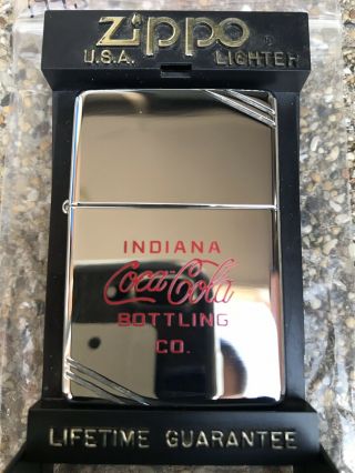 1995 " Indiana Coca - Cola Bottling Co.  " Zippo Unstruck Coke Lighter