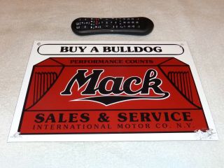 Vintage Mack Truck Service 14 " Porcelain Metal Gasoline & Oil Sign Buy A Bulldog