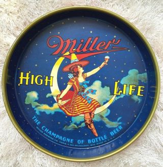 Miller High Life Vintage Girl On Moon Looking Up - Beer Tray (12 ")