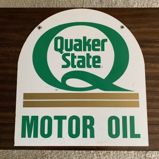 Vintage Quaker State Motor Oil 2 Sided Sign Gas Station Tombstone