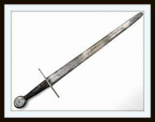 ANTIQUE MEDIEVAL CRUSADER KNIGHT ' S WHEEL - POMMEL BROAD SWORD ENGLISH OR ITALIAN 2