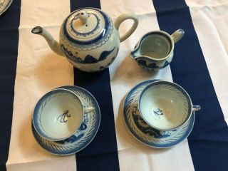 Collective Blue & White Tea Set - Teapot,  Creamer And 2 Teacups And Saucers