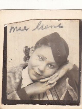 Vintage Photo Booth - Pretty African - American Woman,  Fur Coat,  Hands Under Chin