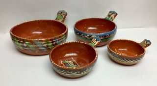 4 Nesting Bowls Tlaquepaque Mexico 1940 