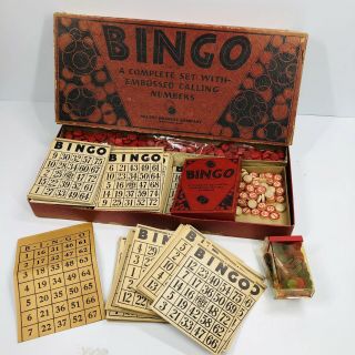 Rare Vintage 1930s Bingo Game By Milton Bradley Co (4002) Retro Game - 100