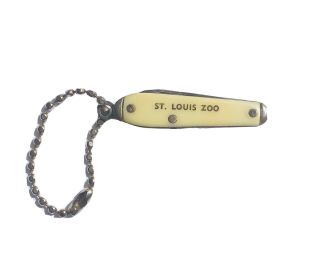 Vintage St.  Louis Zoo Advertising Keychain Folding Pocket Knife Made In The Usa
