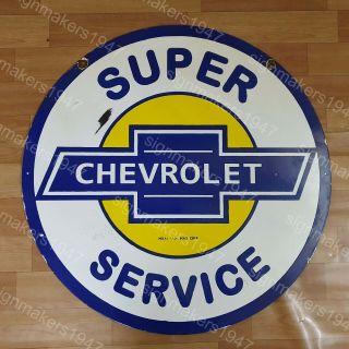 Chevrolet Service 2 Sided Porcelain Enamel Sign 30 Inches Round