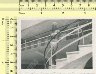 Bikini Woman On Beach Stairs Swimwear Lady Abstract Portrait Vintage Photo Orig.