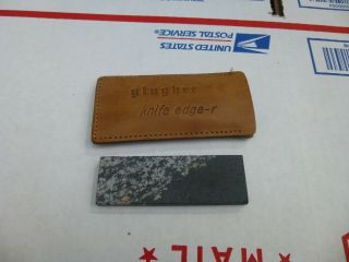 Vintage Gingher Knife Edge - R Pocket Sharpening Stone Whetstone In Leather Case