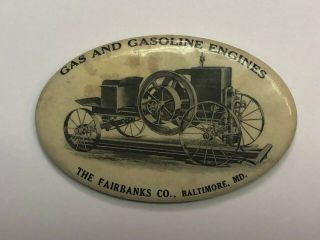 Fairbanks Baltimore,  Md Gasoline Hit / Miss Engine Celluloid Litho Mirror 1890s