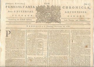 Pennsylvania Chronicle Newspaper American Revolutionary War Colonial Boston