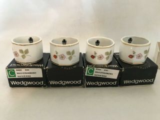 4 Vintage Wedgwood Wild Strawberry Napkin Rings In Boxes