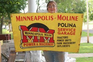 Large Minneapolis - Moline Power & Machinery Farm Tractor Gas Oil 39 " Metal Sign