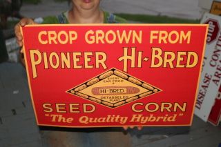 Crop Grown From Pioneer Hi - Bred Seed Corn Farm 20 " Embossed Metal Sign