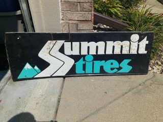 1960s Vintage Summit Tires Metal Sign Gas Oil Soda Cola 48x16 Tire Sign