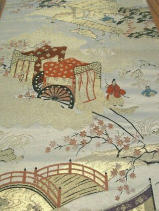 Nobles Samurai Landscape House Obi Fabric Made In Japan 100 Silk 42 " L 2017