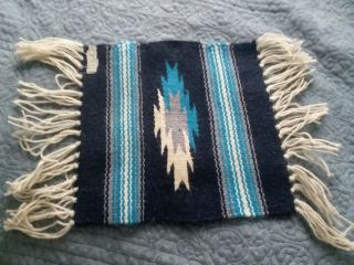 Vtg Small Wool Miniature Native American Rug 10x10 " Tag Sign But Cant Make Out