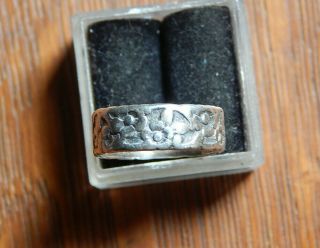 Vintage 1940s Forget Me Not Flower Mid Century Sterling Silver Band Ring Size 5