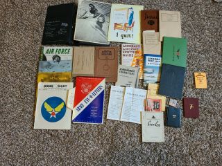 Vintage Ww2 Us Army Air Force Military Documents Books Pilot