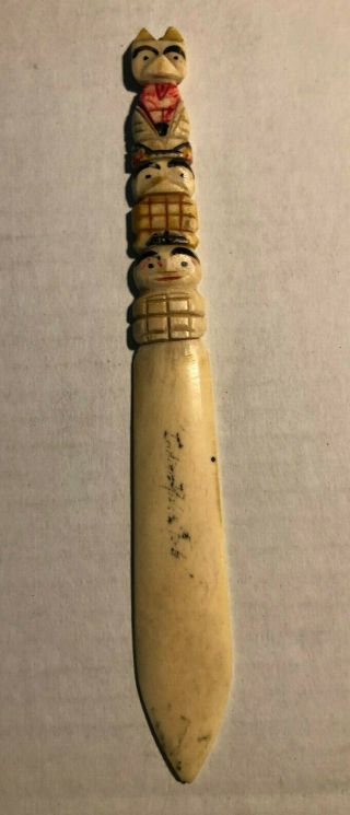 Vintage Carved Northwest Coast Native Totem Pole Letter Opener - Good Cond