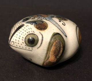 Signed Ke - Ken Edwards Mexican Tonala Folk Art Pottery Frog Figurine Rare