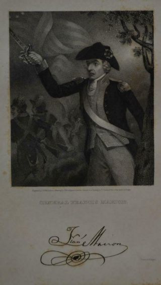 Antique 1830s Engraving Revolutionary War General Francis Marion