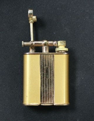 Vintage Art Deco Golden Wheel Lift Arm Lighter 2 " Gold Plaque Design
