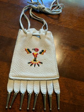 Vintage Native American Indian Beaded Leather Pouch Medicine Bag