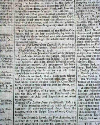 General Charles Lee Basking Ridge Nj Captured Revolutionary War 1777 Newspaper