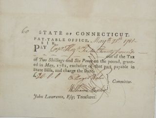 American Revolution War Pay Order Document 1781 To An Officer Of The Army Great