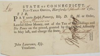 Revolutionary War Soldier Pay Note 1781 Lawful Silver Money Signed Qtr.  Master