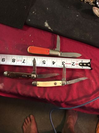 3 Usa 2 Blade Pocket Knifes Barlow Prov.  Cut.  Co.  Colonial.  No Blade Wobble