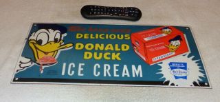 Vintage Donald Duck Ice Cream Walt Disney 20 " Porcelain Metal World Gas Oil Sign