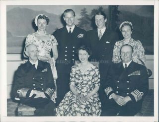 1955 Press Photo Royalty King Haakon Queen Elizabeth Crown Prince Olav 7x9