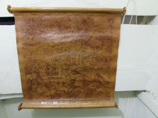 Vintage Leather Map Of Brazil,  Wall Hanger Decoration,  Handmade Scroll Art