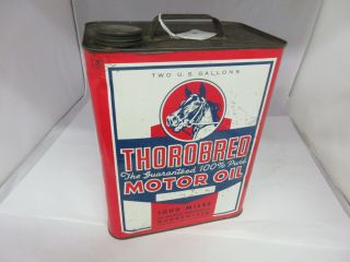 Vintage Advertising Thorobred Oil Co Motor Oil Two 2 Gallon Can Tin 976 - Q
