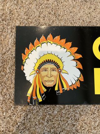 Vintage 50 - 60 ' s CHIEF PAINTS Tin SIGN Native American Indian 28x12” Auto Gas Oil 3