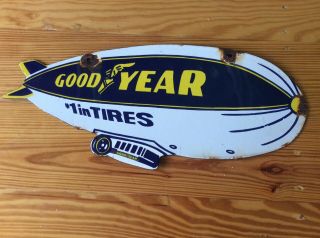 Vintage Goodyear Double Sided Porcelain Sign 1 In Tires