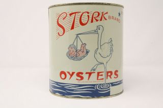 Stork Oyster Gallon Tin Can - H.  S.  Thompson & Co.  Graysonville,  Md