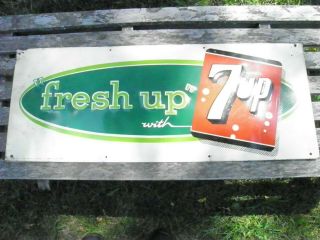 Vintage Fresh Up With 7 Up Metal Sign Stout