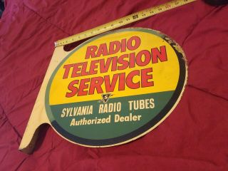 Vintage 16 " Porcelain Metal Service Dealer Sylvania Radio Tv Tubes Sign