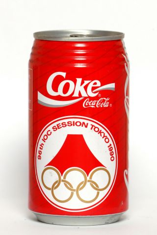 1990 Coca Cola Can From Japan,  96th Ioc Session Tokyo 1990