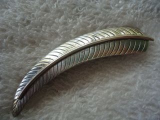 A Fine Vintage Signed Ra Sterling Silver Navajo Indian Feather Pin Brooch