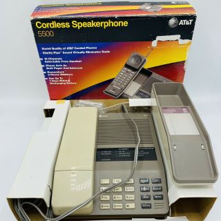 Vintage AT&T 5500 Cordless Phone Box & Receipt Handset/Base/Wall Mount 2