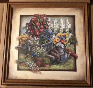 Vintage Home Garden Party 74388 Spring Song Wheelbarrow Pansies Picture Frame