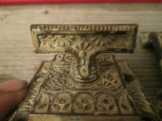 Vintage Victorian Eastlake Cast Iron T Handle Latch & Keeper - Very Decorative 3