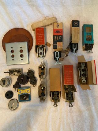 Nos Vintage Push Button Light Switch (s) Porcelain And Toggle Hobart Paulding Ge