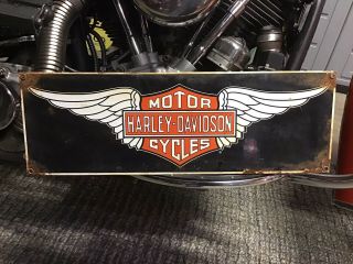 Rare Vintage Porcelain Harley - Davidson Dealers Door Sign Knucklehead Panhead Evo