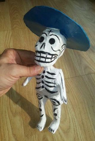 Mexican Skeleton Charro Paper Mache Figure Dead Mariachi Skull Doll Mexico