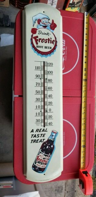 Vintage Drink Frosty Rootbeer Thermometer Sign